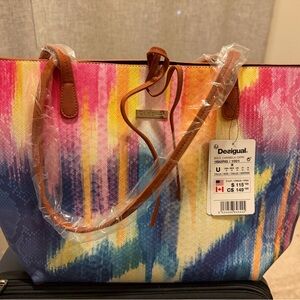 Desigual Vibrant Striped Tote Bag